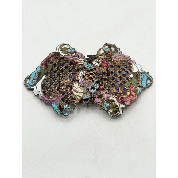 Antique Victorian enamel interlocking belt buckle - Picture 3 of 6